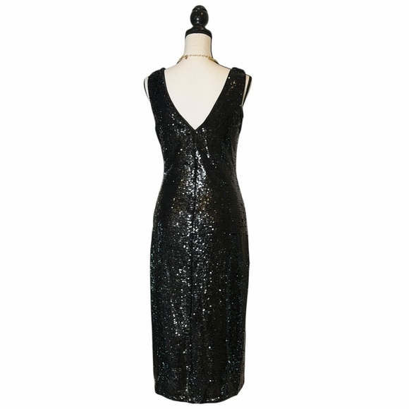 Lulus Shimmering Nights Black Sequin Sleevless Midi Dress- M - Picture 5 of 16